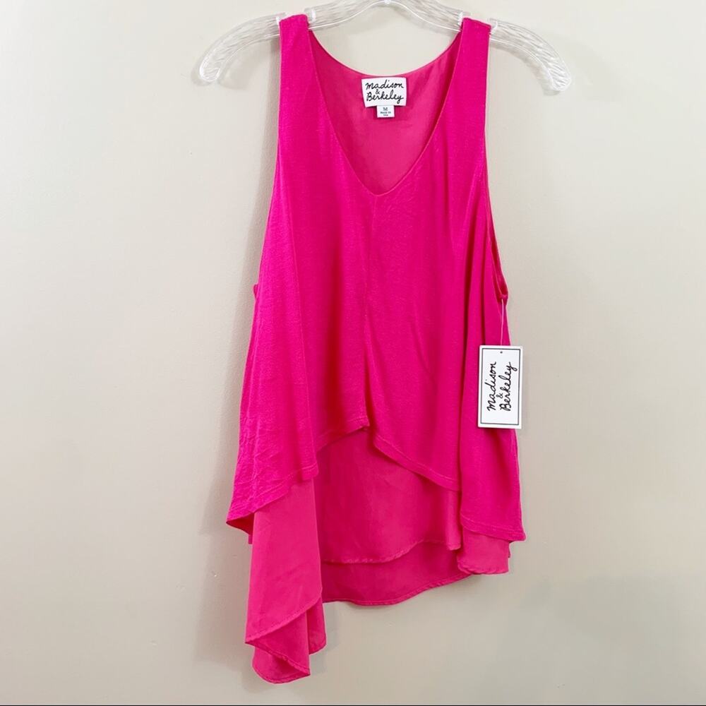 Madison & Berkeley Asymmetrical Sleeveless Layered Pink Top
